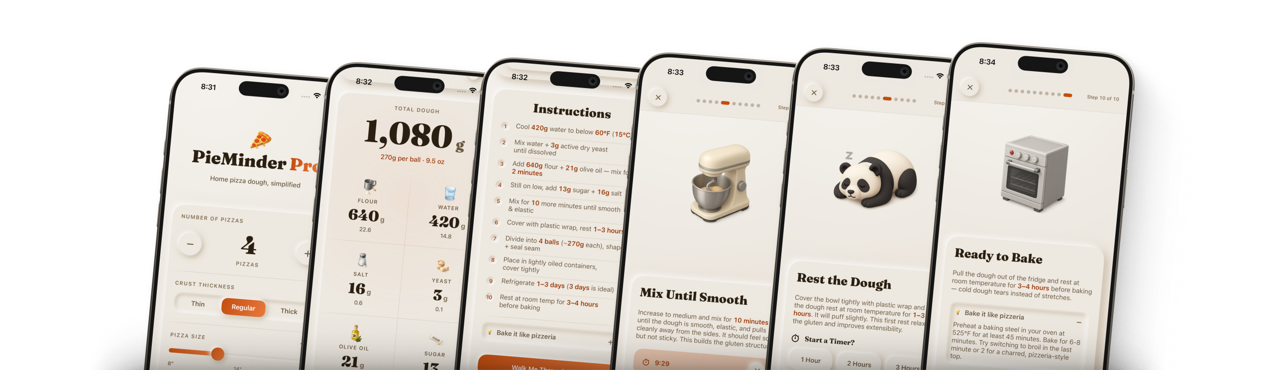 PieMinder app screens